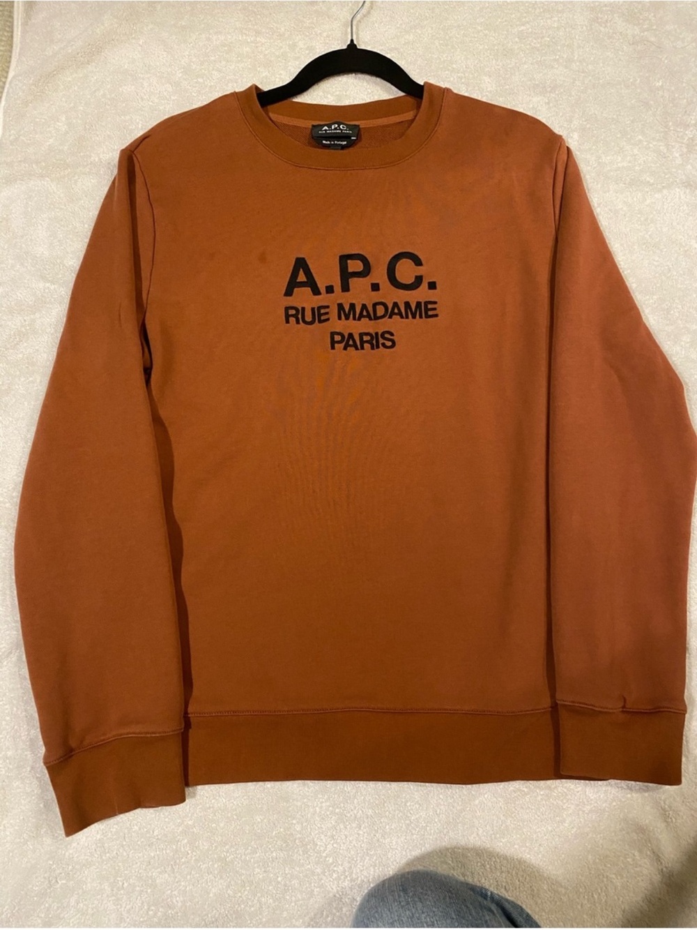 A.P.C. Rue Madame Paris Logo Sweatshirt Rust Brown Sz L